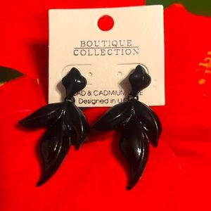 New Black Enamel Dangle Earrings - Boutique Collection